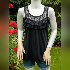Rue21 Black Lace Ruffle Tank Top